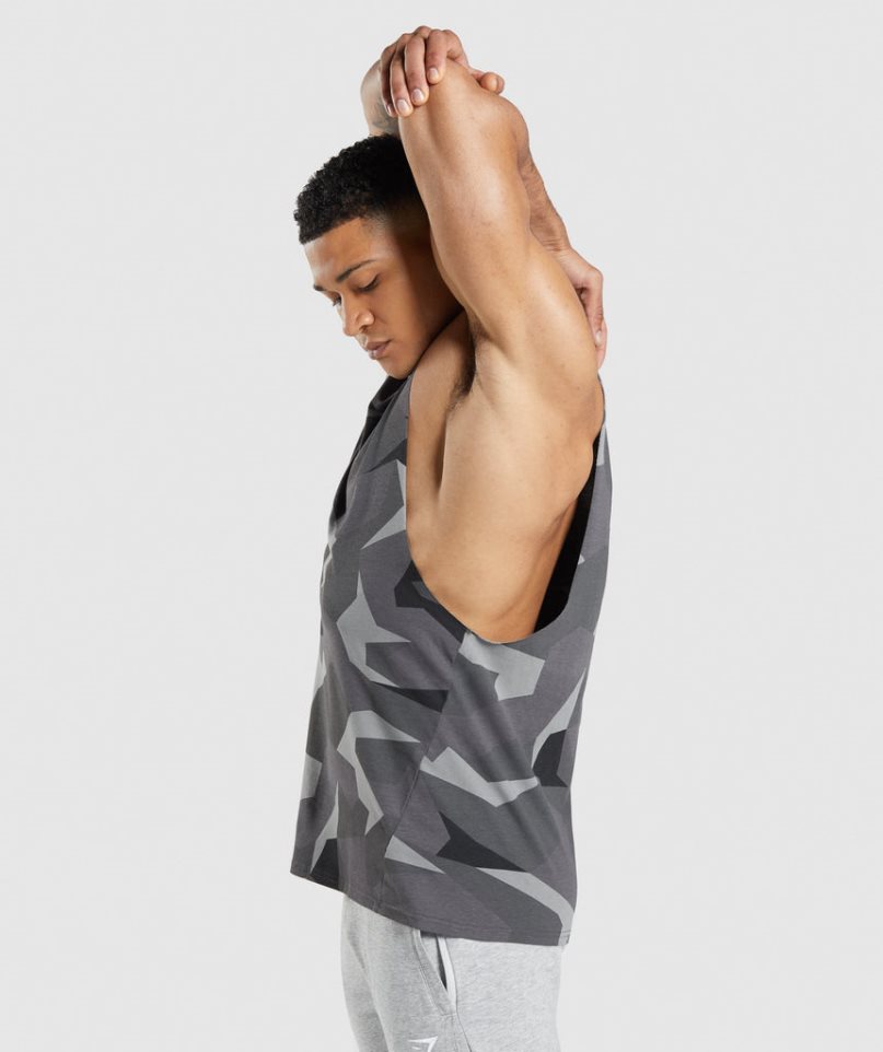 Men's Gymshark Critical Drop Arm Tanks Camo | NZ 2WQKBI